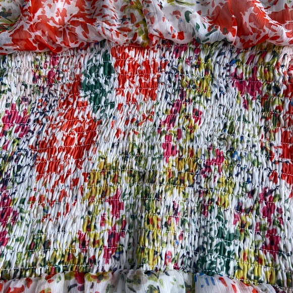 Aqua Floral Ruched Long Sleeve Dress Women’s Medium - Picture 5 of 6